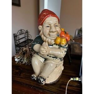 Vintage Ceramic Gnome Figurine Carrying Vegetables